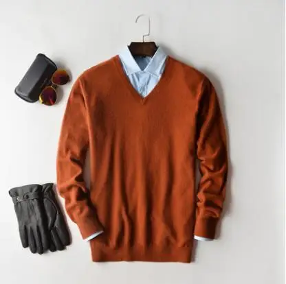 Кашемировый свитер, Мужской пуловер, осенняя зимняя одежда, hombre robe pull homme hiver, мужские свитера, trui heren roupas, мужской свитер - Цвет: v-neck caramel
