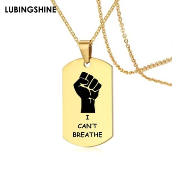 

12pcs/lot American Protest I Can't Breathe New Design Necklace Gold Color Stainless Steel Pendant Necklace Men Women Accessories