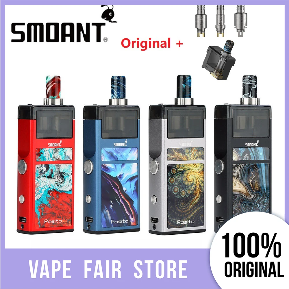 Оригинальный Smoant Pasito Pod Vape Kit MTL &amp DTL RBA испаритель катушки с 3 мл электронная