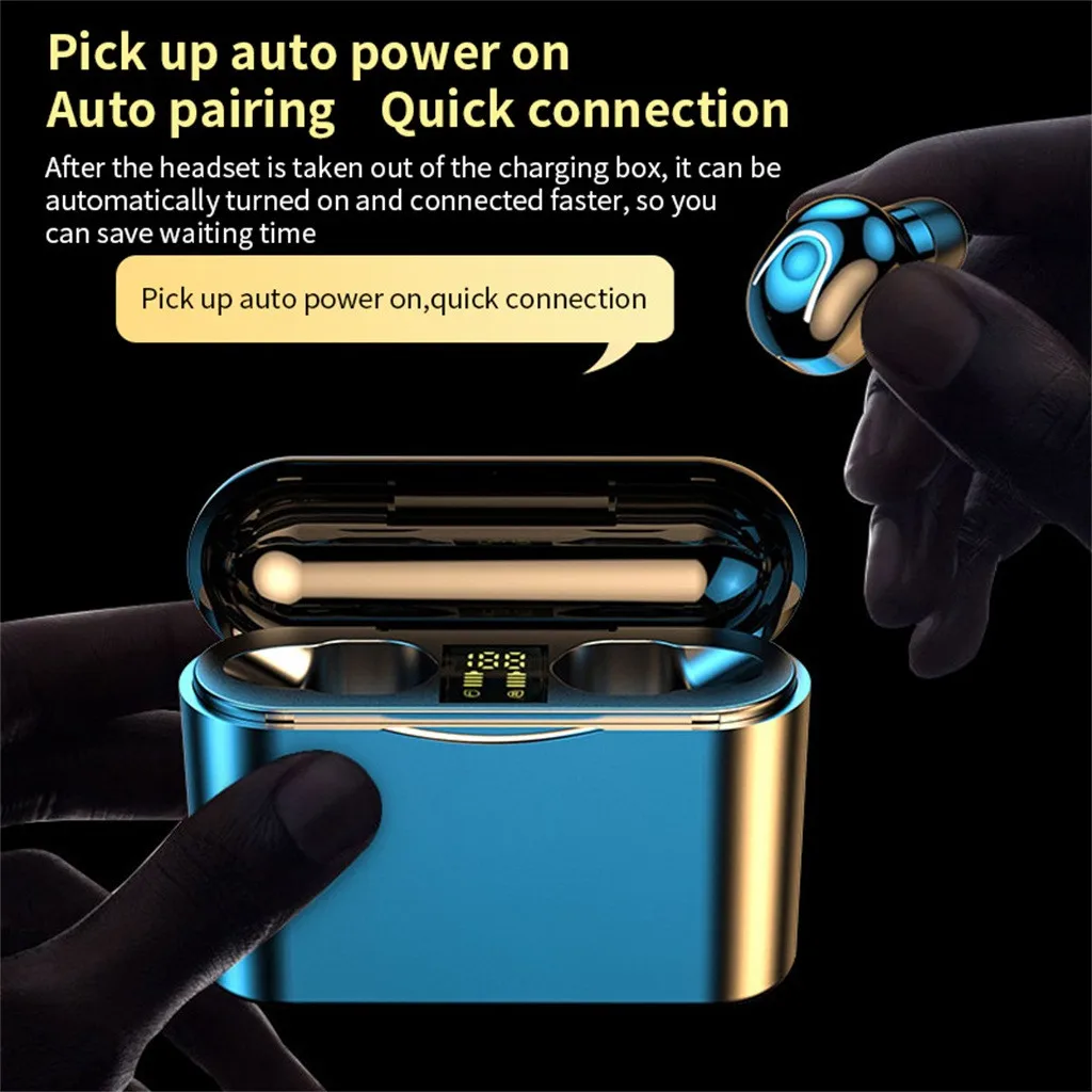 Earphones bluetooth hifi noise Wireless sports Earphones Mini Earbuds Stereo Headphones LED digital display With microphone