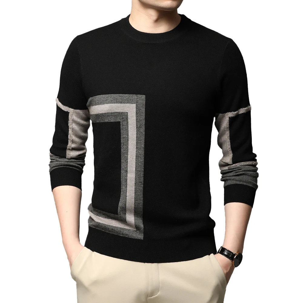 

2020 New Fashion High End Designer Brand Mens Knit Black Wool Pullover Sweater Crew Neck Autum Winter Casual Jumper Mens Clothes