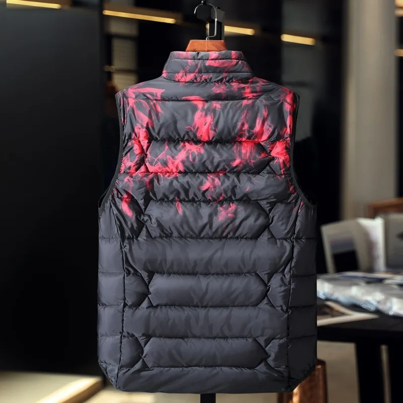 

Autumn Winter Mens Thick Cotton Sleeveless Printing Waistcoat Stand Collar Loose Plus Size 3XL-10XL Fashion Causal Male Vests