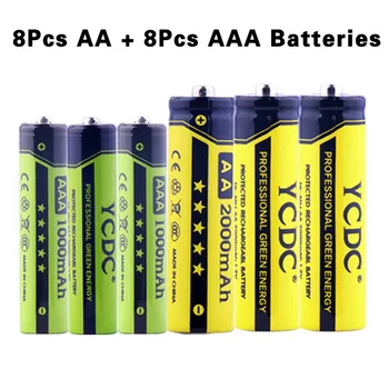 

16PCS/LOT 1.2V AA 2000mAh AAA 1000mAh NI-MH Battery Rechargeable Nimh Batteries Cells With Battery Case For Torch Remote Control