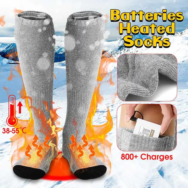 Outdoor Unisex Thermal Cotton Heated Socks Rechargeable Winter Foot Warmer Snowboard Skiing Fishing Sport Electric Socks - Цвет: b