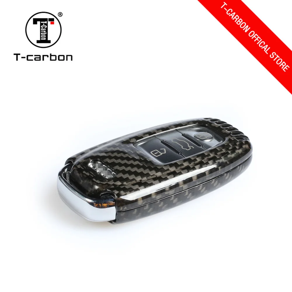 T-carbon Glass Carbon Fiber Car Key Protection Cover for Audi A4L A5 A6 A6L Q5 S5 S7 Protect Shell Car Styling Case Covers