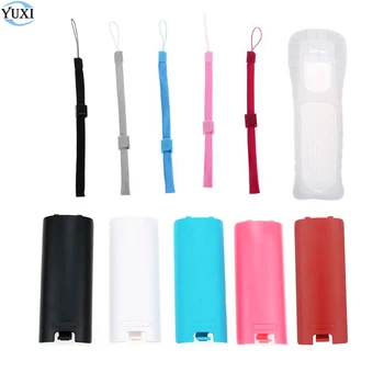 

YuXi 2 sets Protective Silicone Cover Case Battery Back Door Shell Hand Strap Kit Replacement for Nintend Wii Remote Controller