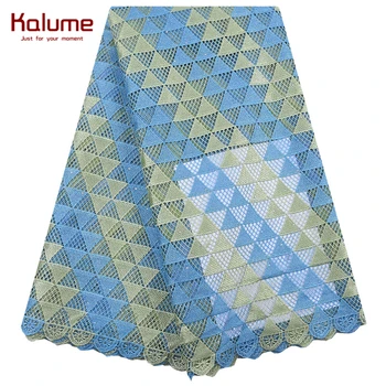 

Kalume African Guipure Cord Lace Fabric Multi Color French Net Lace With Stones Nigerian Water Soluble Cord Lace For Dress F1986