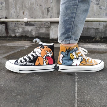 

Cartoon Canvas Shoes New chun qiu kuan Korean Men and Women Students Sneakers off white brand shoes zapatos de hombre