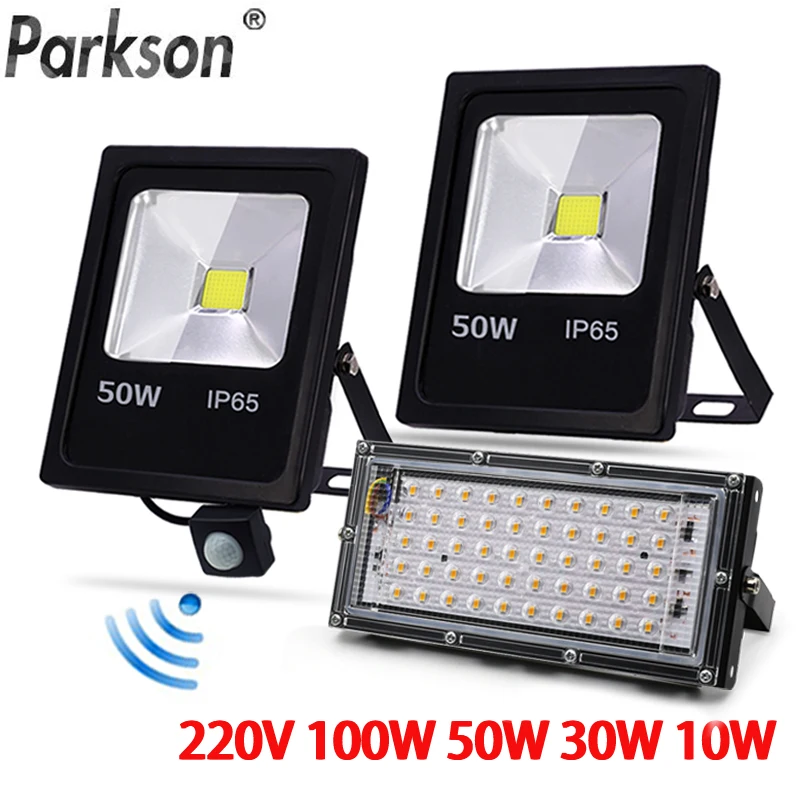 

AC220V 240V Ourdoor LED Floodlight Motion Sensor LED Spotlight 100W 50W 30W 10W Waterproof IP65 Reflector Ourdoor Lighting