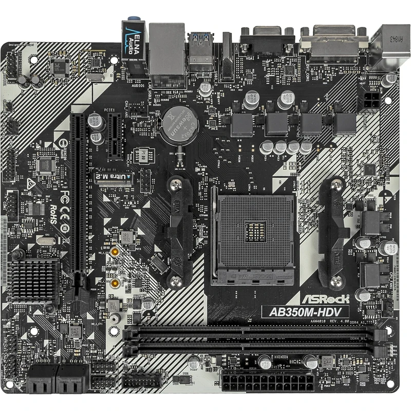 Материнская плата Asrock AB350M-HDV R4.0 Soc-AM4 AMD B350 2xDDR4 mATX AC`97 8ch(7.1) GbLAN RAID+VGA