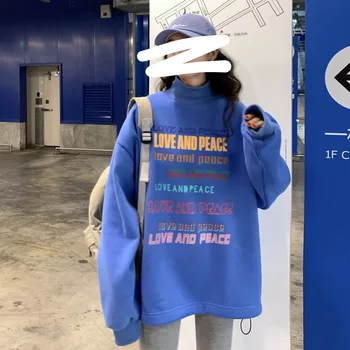 

Make firm offers to han edition loosely contracted letters printing half a high collar with velvet thickening warm long-sleeved