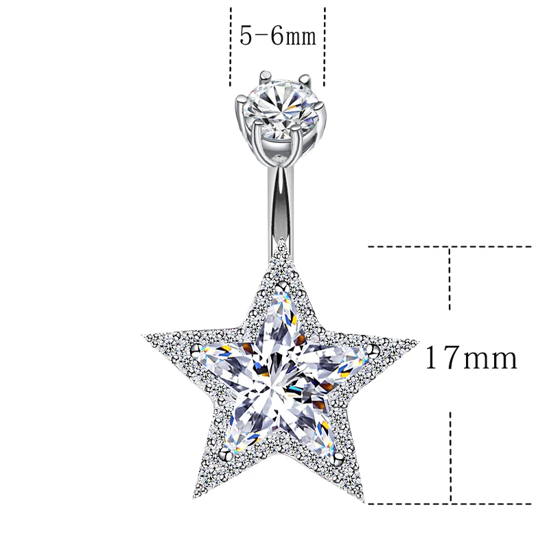 pura, estrela, piercing, dangle em massa, sino