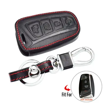 

For Hyundai Azera Equus Genesis Santa Fe PU Leather 4 Buttons Keyless Remote Black Fob Cover Protector Case
