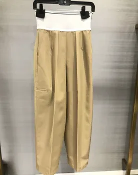 

2020 Spring Summer Women High Waist Wild Loose Fashion Elastic Waist Casual Suit Wide Leg Trousers A2