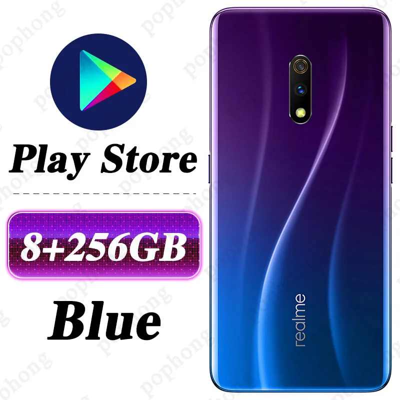 8G 256G Blue Realme X мобильный телефон 6,53 дюймовый полноэкранный AMOLED Snapdragon 710 разблокировка на экране всплывающая камера - Цвет: 8G 256G Blue