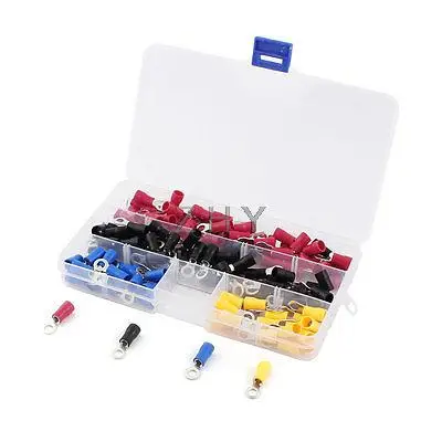 

140pcs RV3.5-4 8# 6.4mm Insulated Ring Crimp Terminal Connector 14-12AWG