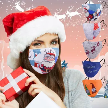 

5pc Adult Christmas Santa Claus Elk Protective Reusable Mask Washable Face Mask Mascarilla Mondkapjes Mascherine Mondmasker