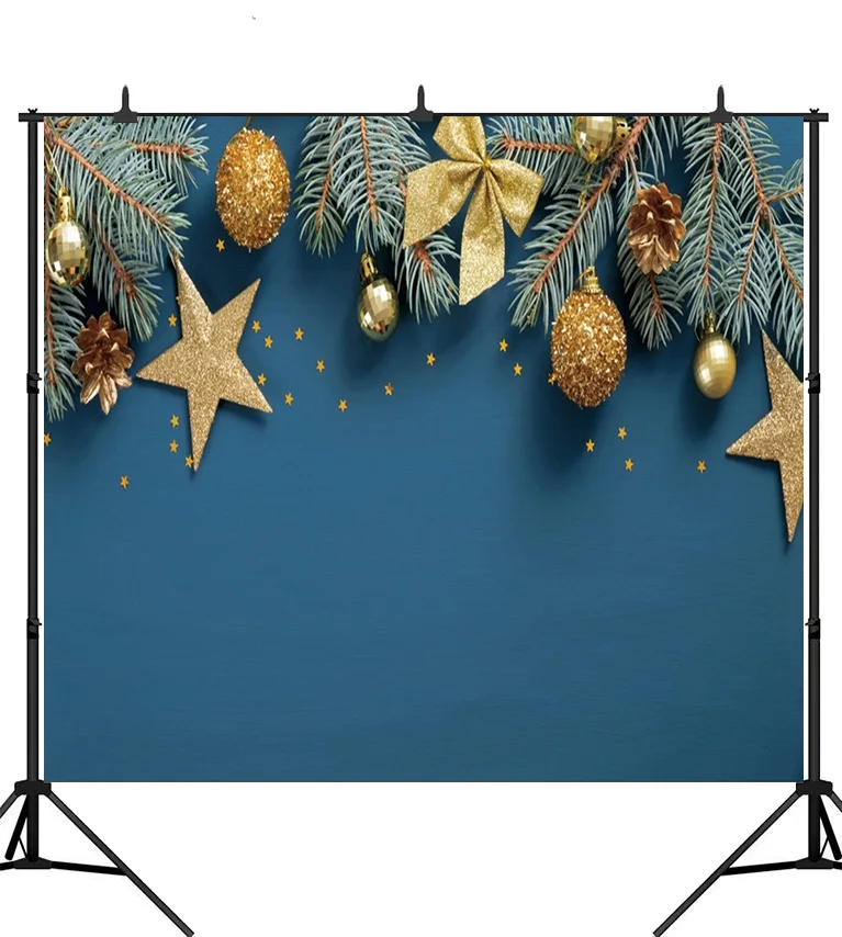 Pano de Fundo do Bebê Backdrops para Photo Scopiso Natal Dourado Estrela Ramos Bola Fotografia Studio Vinil Photophone - Image 2
