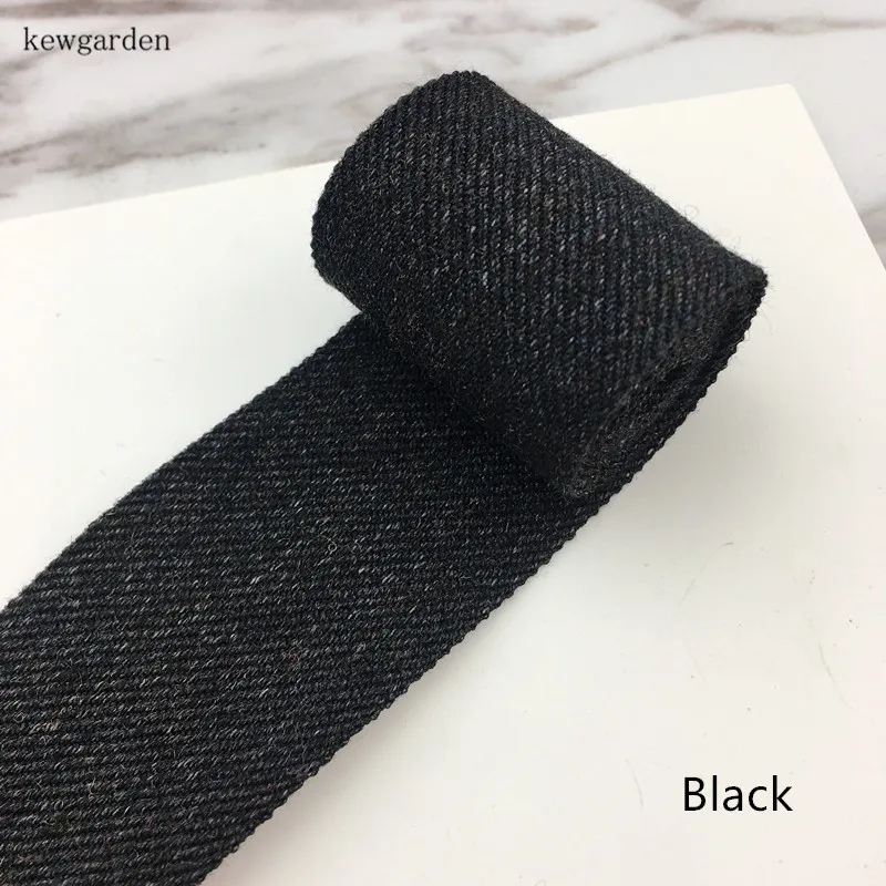 Kewgarden DIY лук аксессуары для одежды 1," 1" 25 мм 38 мм Twill полиэстер хлопок шерсть RibbonsHandmade ленты тесьма 10 ярдов - Цвет: Черный