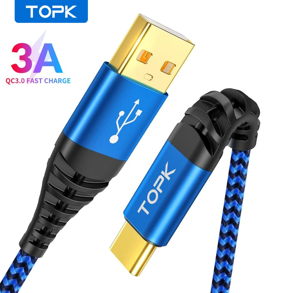 TOPK USB Type C кабель Быстрая зарядка для Samsung S9 S10 Plus мобильный телефон зарядки Xiaomi redmi