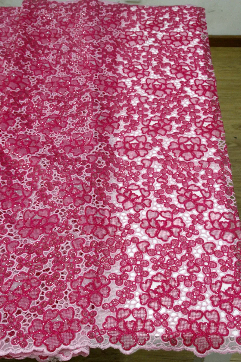 

2020 Advanced Fushia Sequins Evening Dress Fabric High Quality African Wedding Lace Fabric For Asoebi