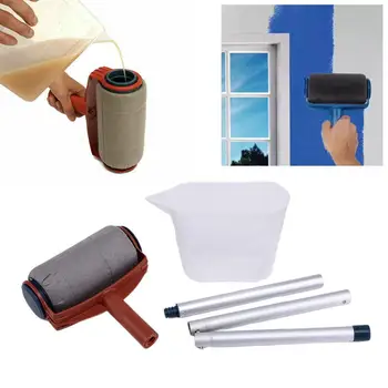 

1set Hand Roller Paint Brush Multifunction Room Wall Sponges Paint Edger Long Flocked Washable Brush Painting Handle Roller F1Y1