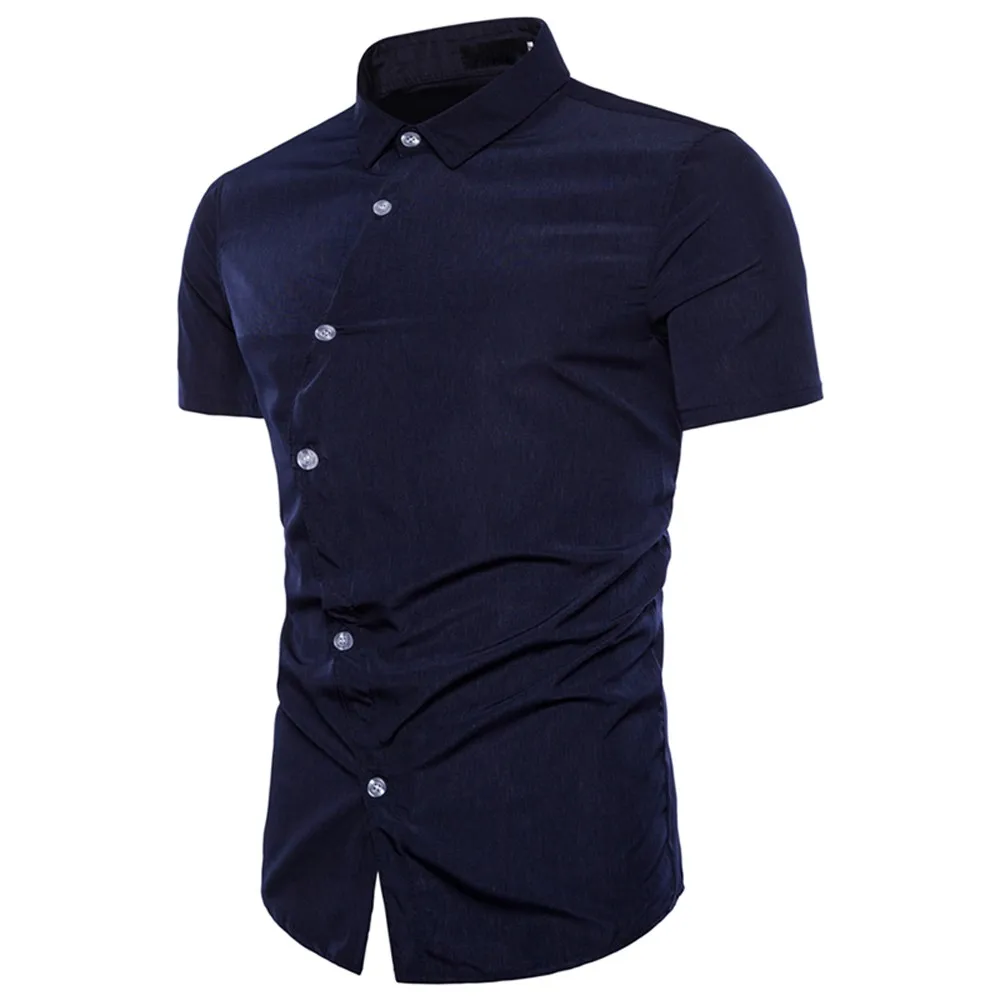 Vogue Camisa Masculina, мужская рубашка, Однотонные блузки на каждый день, рубашки с коротким рукавом, бизнес стиль, облегающий Топ, мужские рубашки