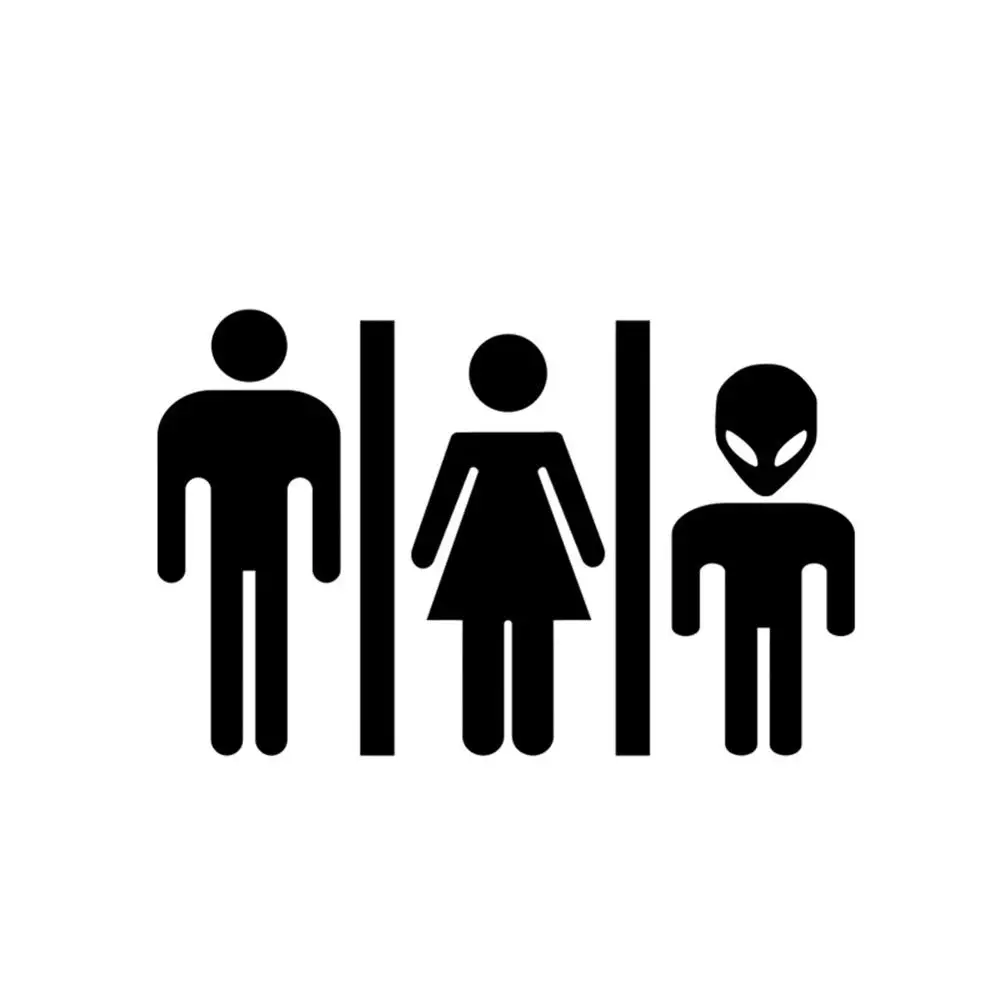 Creative Male Female Alien Toilet Signs Wall Sticker Bathroom Decoration Mural Interesting Decals PVC Funny Wallpaper wall stickers toilet stickers