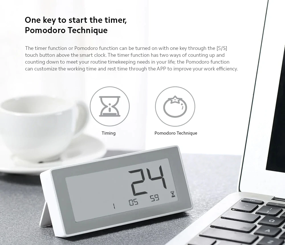 Xiaomi MiaoMiaoCe E-Link INK LCD Screen Smart Digital Clock Moisture ...