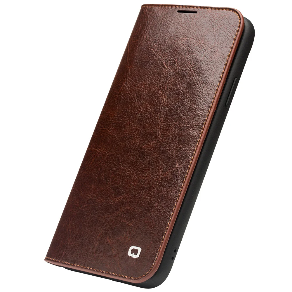 QIALINO Роскошный чехол из натуральной кожи для телефона Apple iPhone 11/11 Pro откидной Чехол с отделением для карт карман для iPhone 11 Pro MAX - Цвет: Brown