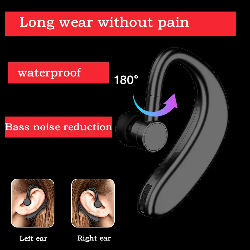 

Wireless Bluetooth Earphones Stereo Headset Single Handsfree with Microphone Business Headphones Waterproof for Driving Running