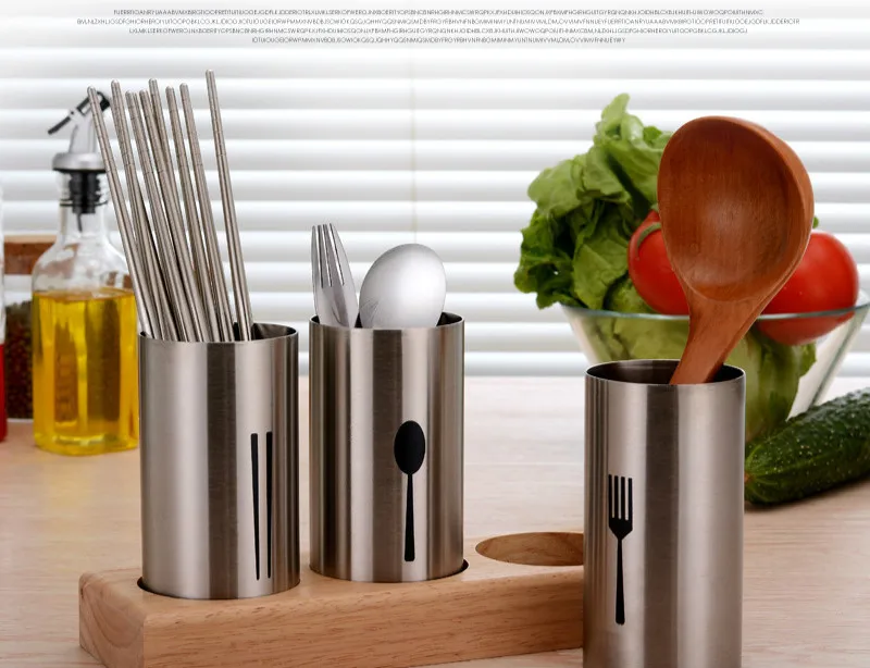 Нержавеющая сталь Кухня и палочками для еды посуда стеллаж хранения Подставка