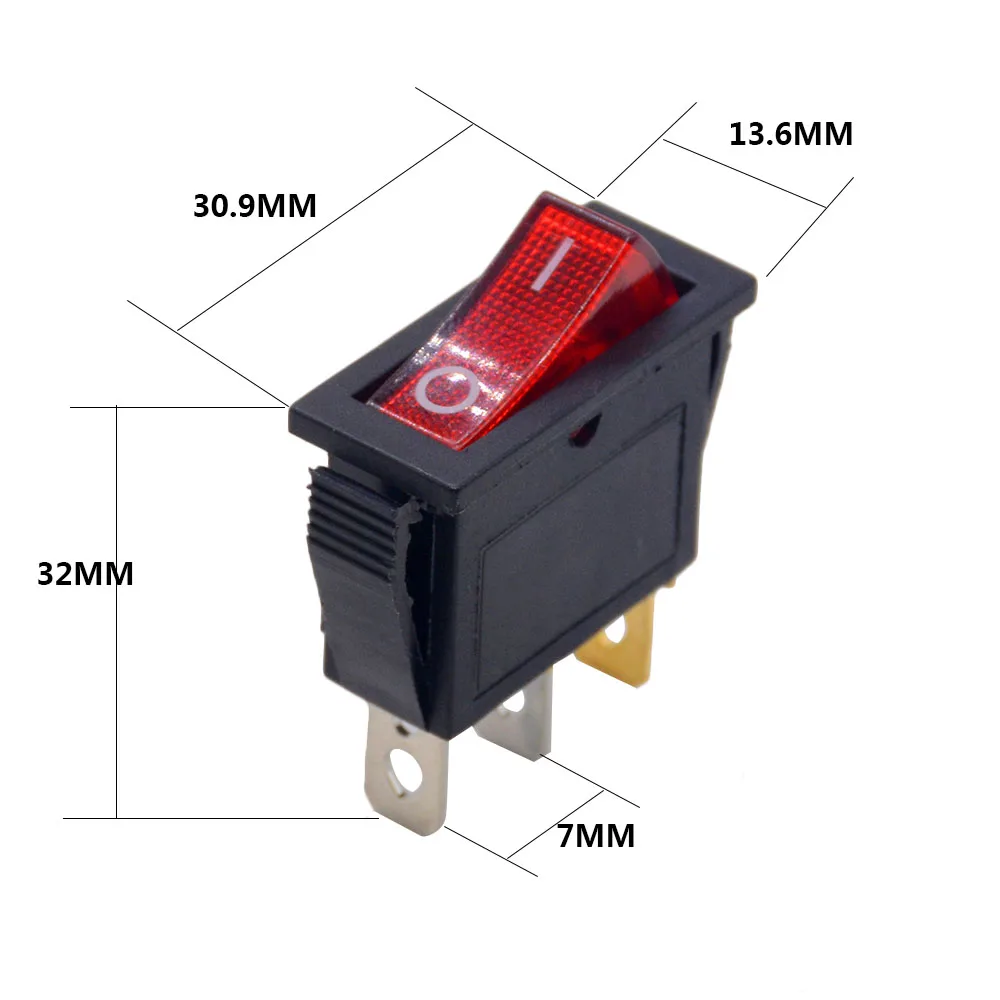 5 шт./лот SPST 2/3/4/6PIN на включение/выключение Круглый/квадратный лодка Кулисный Переключатель автомобиля панель приборов для грузовиков кнопка включения на колесах ATV дома KCD - Цвет: KCD3 3P with lamp