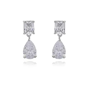 Classic Cubic Zircon Drop Earrings for Wedding, Crystals Dangle Earring for Bride, Women Girl Gift CE10042