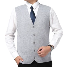 YJMY внутренний монгольский кашемировый жилет мужской с v-образным вырезом на пуговицах с карманами вязаный свитер Весна Осень в магазине Slava