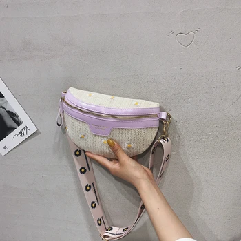 

Women Classic Straw Woven Bag Fashion Flower Decoration Shoulder Crossbody Bags Mini Saddle Bags Messenger Bags Louis Brand CC