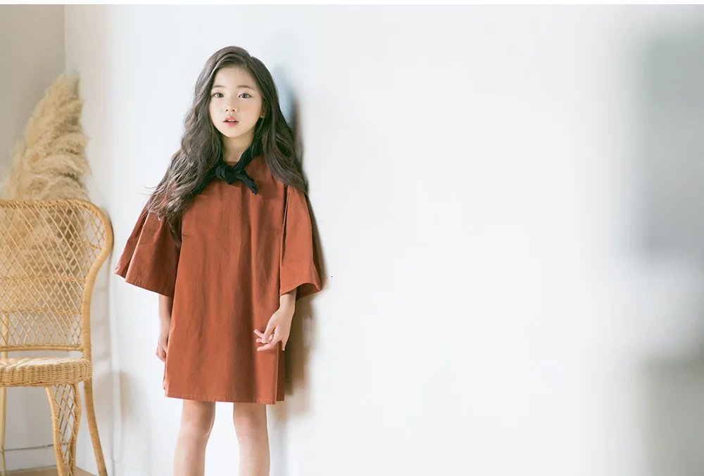 preppy style solid cotton spring dresses for girls 2018 autumn loose dress baby big girl clothes children a line dress clothing (22)
