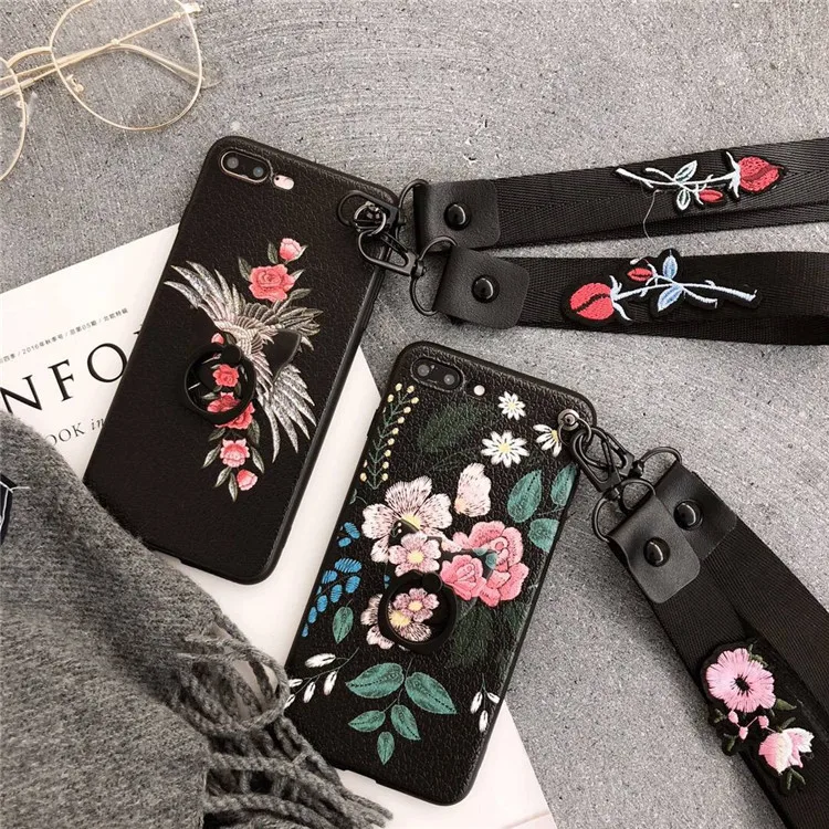 Для iphone XR X Xs max элегантный цветочный чехол мягкий TPU ремешок для запястья шеи для iphone 7 8 6 6s Plus