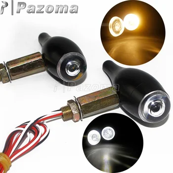 

1Pair Black Universal Motorcycle Bullet LED Turn Signals Indicator Lights Amber Blinker Flashing White Running Lamp 10mm Hole