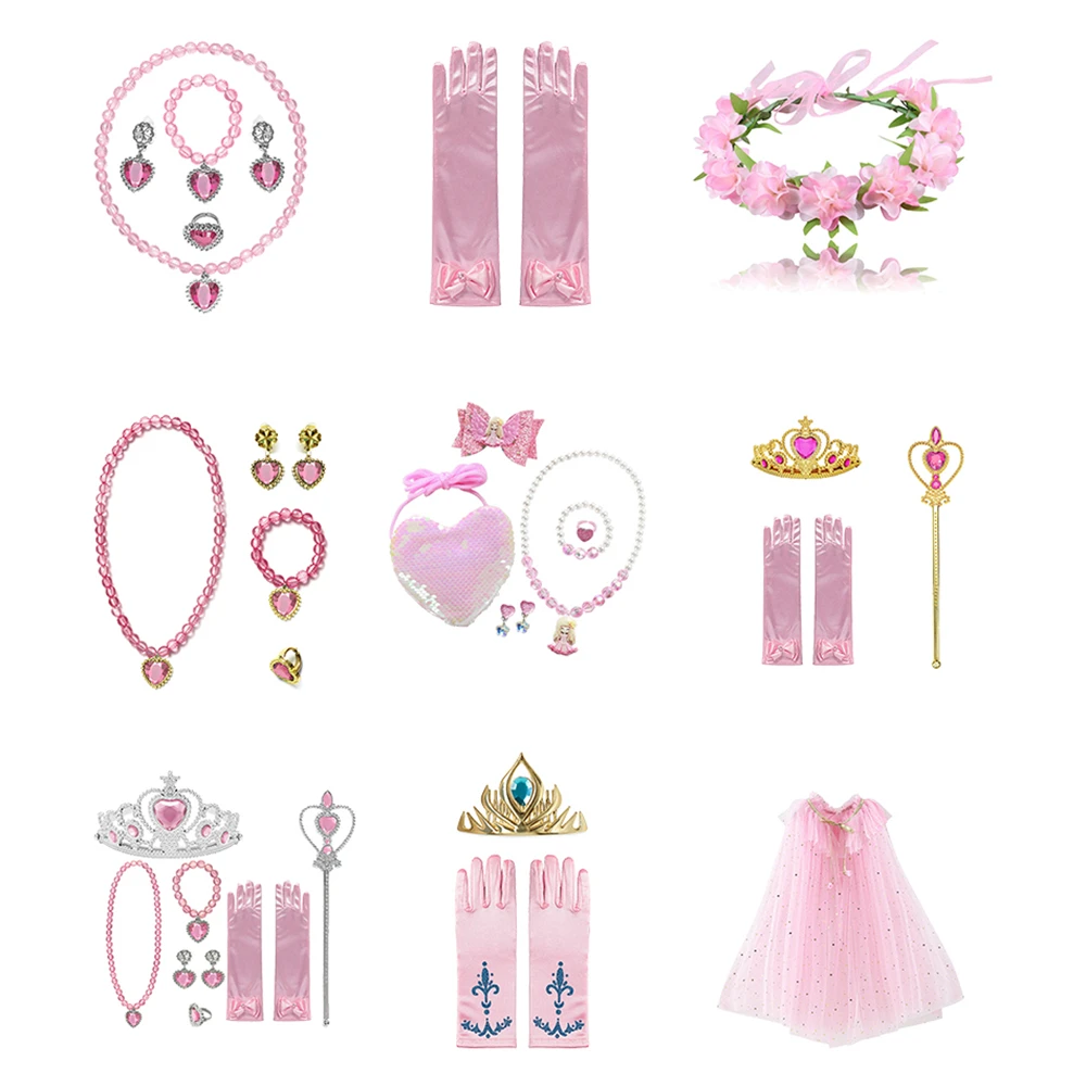 Crown Magic Wand Necklace Gloves Cloak Headwear Accessories Earring Bracelet Sleeping Beauty Sets Halloween Candy | Детская одежда и