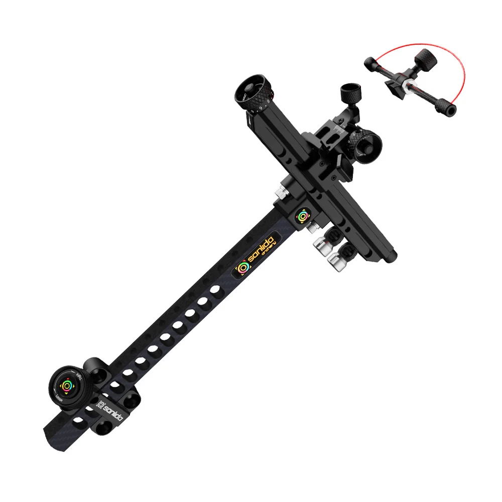 Sanlida Archery X10 Recurve Bow Sight Optical Fiber Pin 9 Inches CNC Carbon Bar Professional Target Shooting Aim Tool