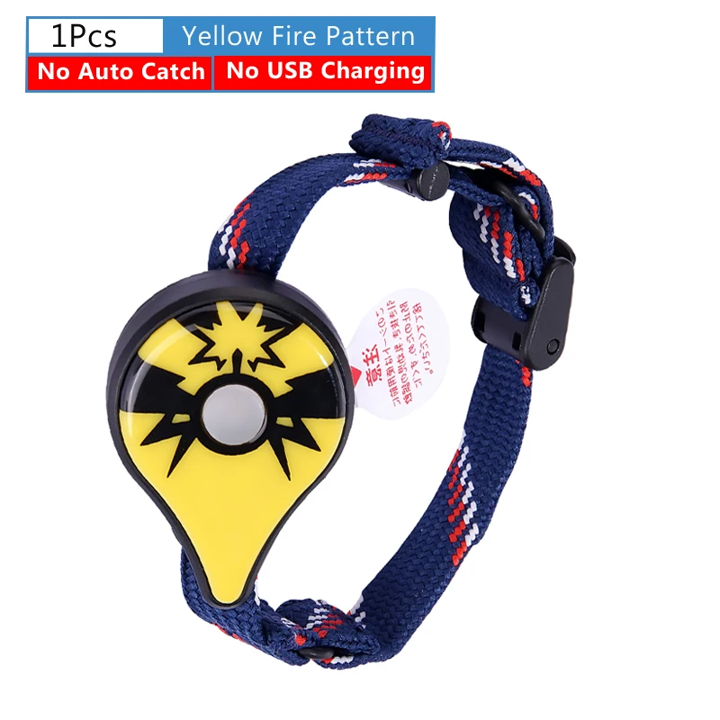 Yellow Fire Pattern Bluetooth браслет с автоматической ловлей для игры Pokemon Go Plus, аксессуары для часов с браслетом, часы с зарядкой от usb - Цвет: Yellow Fire Pattern