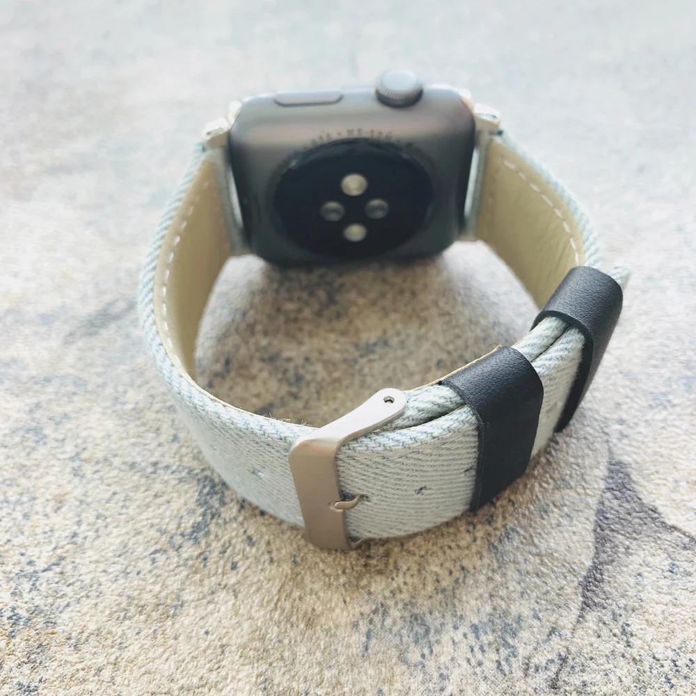 Джинсовый ремешок для часов Apple 38 мм 40 42 44 тканевый кожаный iWatch Series 2 3 4 5|band for apple