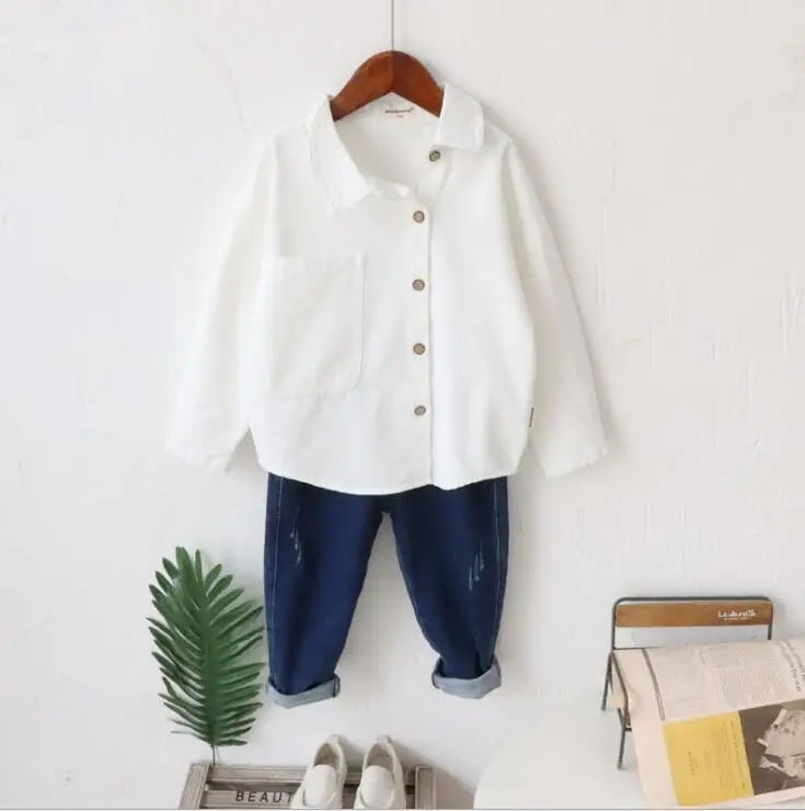 BoysShirt хлопок длинный рукав; сезон осень модная детская одежда Топ От 3 до 8 лет PZ248