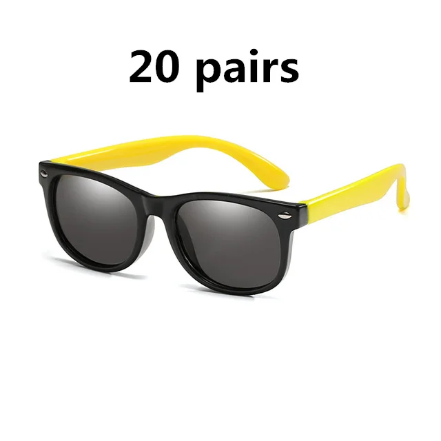 20 black yellow Цена, новые детские солнцезащитные очки TR90 для мальчиков и девочек, поляризационные силиконовые защитные солнцезащитные очки, подарок для детей, малышей, UV400, Gafas - Lenses Color: 20 black yellow