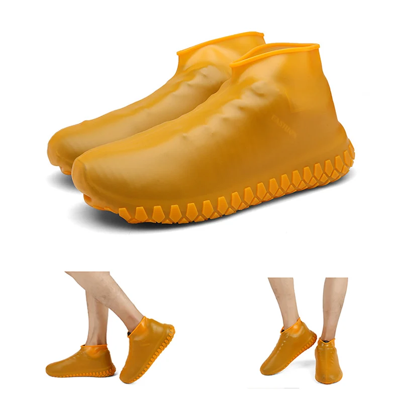 Orange Overschoenen Чехлы для обуви многократного применения пылезащитный дождевик зима шаг в обуви Водонепроницаемые силиконовые чехлы для обуви - Цвет: Orange