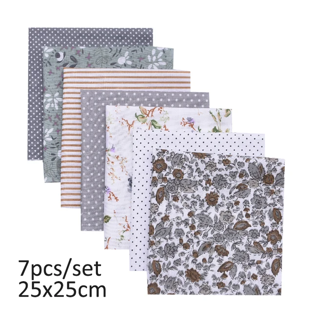 20cmx25cm and 25cmx25cm Cotton Fabric Printed Cloth Sewing Quilting Fabrics for Patchwork Needlework DIY Handmade Material 7pcs 25x25cm