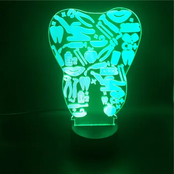 

Tattoo Teeth Best Gift for Teenager 3D Lamp The Alarm Clock Base Battery Powered Bright Base Colorful Usb Led Night Light Lamp