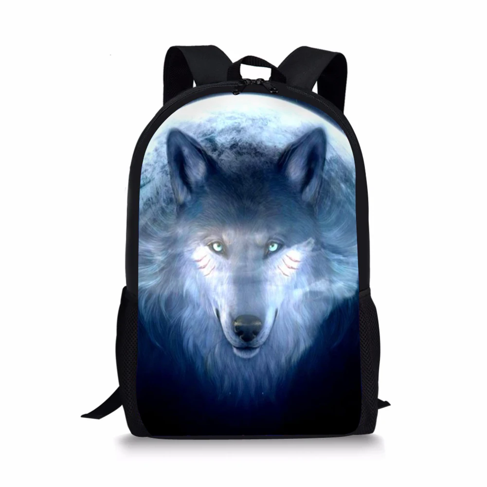 

HaoYun Fashion Children's School Backpack Cool Wolf Prints Pattern Kids School Book Bags Fantasy Animal Painting Travel Backpack