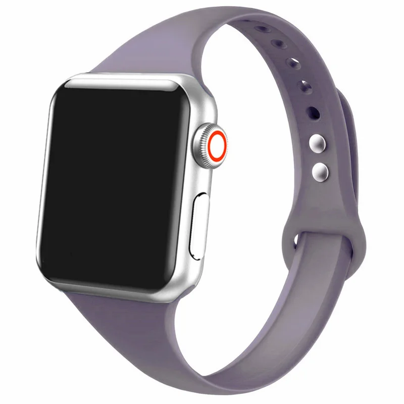 lavender purple 8 Тонкий ремешок для Apple watch 5 ремешок 44 мм 40 мм iWatch ремешок 38 мм 42 мм спортивный силиконовый браслет ремешок для Apple watch 4/3/2/1 38 - Цвет ремешка: lavender purple 8